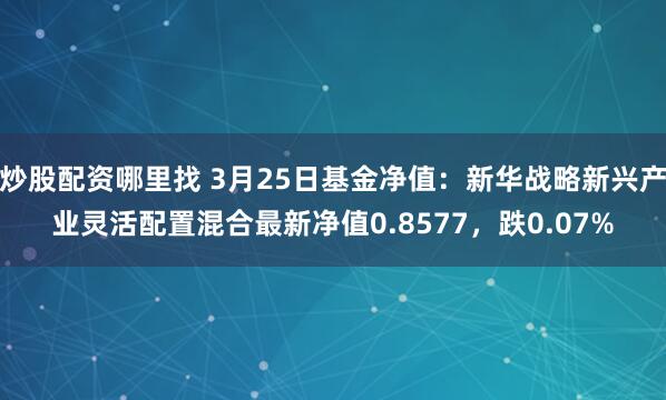 炒股配资哪里找 3月25日基金净值：新华战略新兴产业灵活配置混合最新净值0.8577，跌0.07%