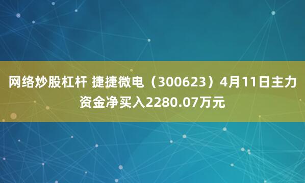 网络炒股杠杆 捷捷微电（300623）4月11日主力资金净买入2280.07万元