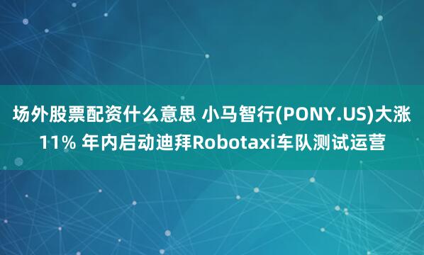 场外股票配资什么意思 小马智行(PONY.US)大涨11% 年内启动迪拜Robotaxi车队测试运营