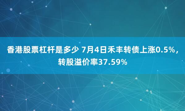香港股票杠杆是多少 7月4日禾丰转债上涨0.5%，转股溢价率37.59%