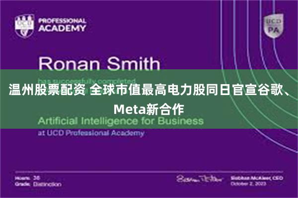温州股票配资 全球市值最高电力股同日官宣谷歌、Meta新合作